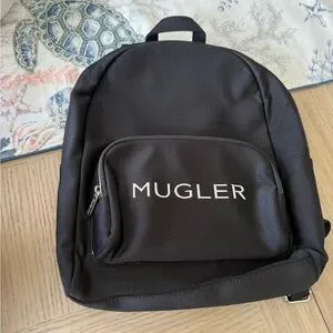 Mugler Classic Black Backpack with Silver Accents Mugler Black Polyester Backpack with Silver-tone Hardware main image 4